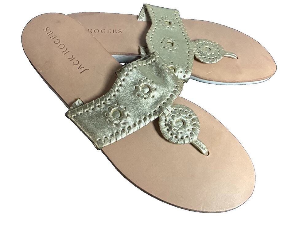 Jack Rogers Boating Jacks Flat Sandals Gold Women’s 10M MSRP $128